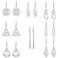Yaomiao 8 Pairs Celtic Knot Dangle Earrings for Women Silver Knot Drop Hook Earrings