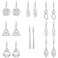 Yaomiao 8 Pairs Celtic Knot Dangle Earrings for Women Silver Knot Drop Hook Earrings