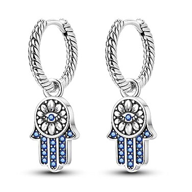 Hapour 925 Sterling Silver Drop Earrings for WomenHamsa Hand of Fatima Evil Eye Jewelry with Cubic ZirconiaHuggies Hoop Dangle Drop Earring for Sensitive Ears