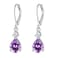 VOLUKA 925 Sterling Silver Natural Amethyst Teardrop Leverback Earrings7 9mm Pear Shaped Drop Dangly Earring Hypoallergenic Jewelry for Women