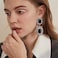Asphinien Asphire Vintage Geometric Rhinestone Drop Dangle Earrings Black Gemstone Earrings Elegant Long Statement Earrings for Women Wedding Prom Ball Jewelry Silver