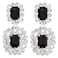 Asphinien Asphire Vintage Geometric Rhinestone Drop Dangle Earrings Black Gemstone Earrings Elegant Long Statement Earrings for Women Wedding Prom Ball Jewelry Silver