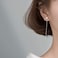 Izpack Asymmetrical Star Moon Threader Tassel Dangle Earrings S925 Sterling Silver Dainty Diamond Crystal CZ Long Chain Drop Stud Earring Ear Line Cute Jewelry Gifts for Women Sensitive Ears