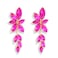 ATIMIGO Elegant Hot Pink Rhinestone Dangle Earrings Cluster Crystal Wedding Bridal Earrings for Brides Bridemaids Formal Prom Statement Drop Earrings for Women
