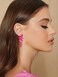 ATIMIGO Elegant Hot Pink Rhinestone Dangle Earrings Cluster Crystal Wedding Bridal Earrings for Brides Bridemaids Formal Prom Statement Drop Earrings for Women