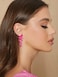 ATIMIGO Elegant Hot Pink Rhinestone Dangle Earrings Cluster Crystal Wedding Bridal Earrings for Brides Bridemaids Formal Prom Statement Drop Earrings for Women