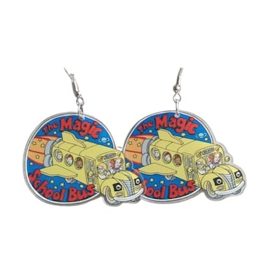 COLORFUL BLING Back to School Gift Mermaid Drop Dangle Earring Teacher Earrings Rainbow Fish Earrings Handmade Acrylic for Teachers3 school bus