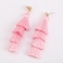 BaubleStar Fashion Tassel Dangle Earrings for Women Layered Long Bonita Tiered Pink Thread Tassel Drop Statement Jewelry