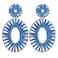 BaubleStar Kiera Raffia Tassel Fringe Rattan Hoop Drop Statement Earrings for Women Blue Tiered Thread Handmade Round Oval Cirle Dangle Fashion Jewelry