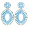 BaubleStar Kiera Raffia Tassel Fringe Rattan Hoop Drop Statement Earrings Light Blue Turquoise Tiered Thread Handmade Round Oval Cirle Dangle Fashion Jewelry for Women