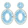 BaubleStar Kiera Raffia Tassel Fringe Rattan Hoop Drop Statement Earrings Light Blue Turquoise Tiered Thread Handmade Round Oval Cirle Dangle Fashion Jewelry for Women
