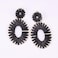 BaubleStar Raffia Tassel Fringe Rattan Hoop Drop Statement Earrings for Women Black Tiered Thread Handmade Round Oval Cirle Dangle Fashion Jewelry