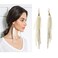 Badu Beige Bohemian Feather Dangle Earrings for Women with Shell Beads Long Tassel Design Drop Earrings