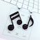 COLORFUL BLING Big Acrylic Punk style music note drop dangle earrings musical jewelry for women hip hop Black