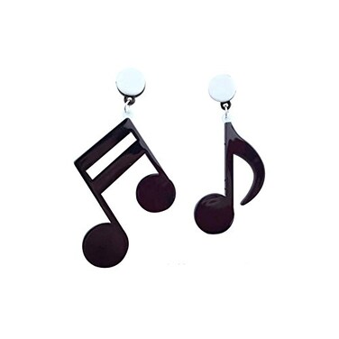 COLORFUL BLING Big Acrylic Punk style music note drop dangle earrings musical jewelry for women hip hop Black
