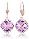 Qinpan Big Light Purple Crystal Dangle Earrings for Women JunLavenderRose Gold