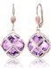 Qinpan Big Light Purple Crystal Dangle Earrings for Women JunLavenderRose Gold