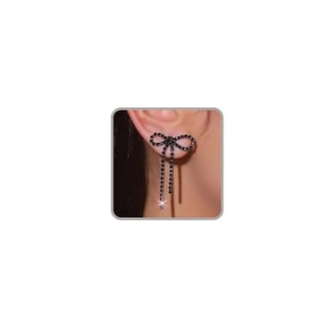 Otxas Black Bow Earrings for Women Trendy Black Earrings Dangling Sparkly Wedding Earings for Brides Bow Jewelry