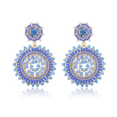 Elegance 11 Blue Beaded Earrings For Women Statement Seed Bead Dangle Summer Beach Earrings Bohemia Earring For Gift Teachers Day