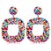 boderier Boderier Beaded Drop Earrings Bohemian Wire Wrapped Beaded Square Hoop Dangle Statement Earrings Colorful