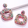 boderier Boderier Beaded Drop Earrings Bohemian Wire Wrapped Beaded Square Hoop Dangle Statement Earrings Colorful