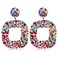 boderier Boderier Beaded Drop Earrings Bohemian Wire Wrapped Beaded Square Hoop Dangle Statement Earrings Colorful