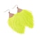RIAH FASHION Bohemian Silky Thread Fan Fringe Tassel Statement Earrings Lightweight Strand Feather Shape Dangles Feather Fringe Neon Yellow