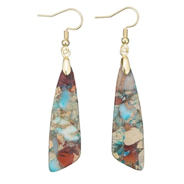 Plumiss Boho Handmade Blue Agalmatolite Stone Earrings for Women Unique Colored Stylish Stone Dangle Earrings Jewelry Gift