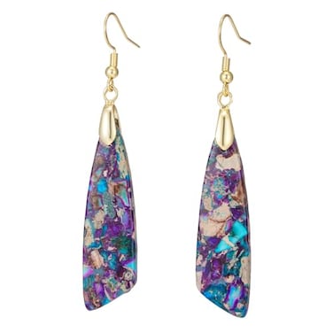 Plumiss Boho Women Gemstone Earrings Blue Purple Imperial Jasper Stone Earrings for Women