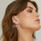 FAMARINE Bow Earrings for Women Silver Plated Cubic Zirconia Bow Drop Earrings for Women Present