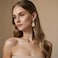 BriLove Wedding Statement Big Earrings for Women Emerald Cut Crystal Infinity Figure 8 Chandelier Large Long Earring Champagne