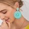 CEALXHENY Beaded Drop Earrings for Women Handmade Colorful Bead Earrings Bohemia Hoop Dangle Earring for Women E Blue