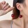Decixde Cherry Earrings for Women Fun Fruit Drop Dangle Earrings Cute 3D Red Cherry Jewelry Unique Fruit Charm Jewelry for Women Wine Red