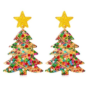FAMARINE Christmas Tree Earrings for Women Acrylic Drop Earrings Colorful Tree Earrings