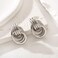 Spiritlele Chunky Silver Drop Earrings for Women Minimalist Knot Earrings Trendy Geometric Dangle Statement Earring Jewelry