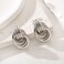 Spiritlele Chunky Silver Drop Earrings for Women Minimalist Knot Earrings Trendy Geometric Dangle Statement Earring Jewelry