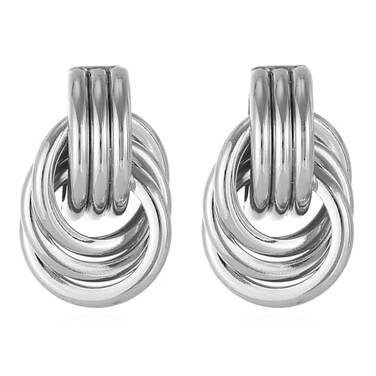 Spiritlele Chunky Silver Drop Earrings for Women Minimalist Knot Earrings Trendy Geometric Dangle Statement Earring Jewelry
