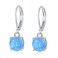CiNily RoundCut Opal Dangle Earrings Blue Fire Opal Rhodium Plated Women Jewelry Leverback Gemstone Drop Earrings