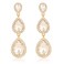 Moiegouct Clear Rhinestone Teardrop Dangle Earrings Vintage Crystal Long Chandelier Drop Earrings for Wedding Prom Costume