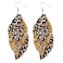 Fuqimanman2020 Colorful Layered S Shape Leather Dangle Earrings Shining Leaf Shape Leopard Print Earrings for Women JewelryG
