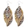Fuqimanman2020 Colorful Layered S Shape Leather Dangle Earrings Shining Leaf Shape Leopard Print Earrings for Women JewelryG