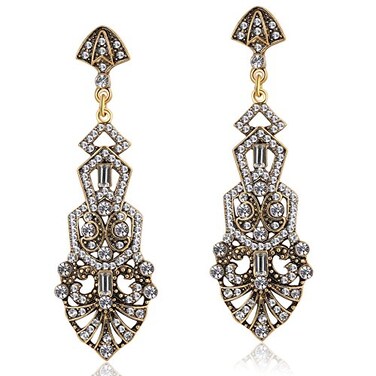 Coucoland 1920s Flapper Earrings Roaring 20s Great Gatsby Rhinestone Earrings Stly2Gold