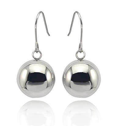 COUYA Surgical Steel Round Ball Bead Dangle Drop Hook Drop Earrings for Women Pearcing 8mm