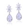 Mycitta Cubic Zirconia Bridal Earrings Silver Sterling Silver Teardrop CZ Crystal Flower Floral Cluster Dangle Drop Earrings for Bride Bridesmaids Wedding Party Prom