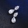 Mycitta Cubic Zirconia Bridal Earrings Silver Sterling Silver Teardrop CZ Crystal Flower Floral Cluster Dangle Drop Earrings for Bride Bridesmaids Wedding Party Prom