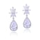 Mycitta Cubic Zirconia Bridal Earrings Silver Sterling Silver Teardrop CZ Crystal Flower Floral Cluster Dangle Drop Earrings for Bride Bridesmaids Wedding Party Prom