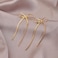 CUFELMU Gold Long Chain Bow Drop Earrings for Women Bowknot Tassel Dangle Earrings Fashion Bow Jewelry