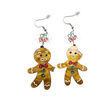 Fuqimanman2020 Cute Christmas Gingerbread Man Shape Resin Dangle Earrings for Women JewelryE