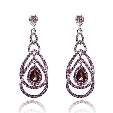 YINLI Cute Hollow Crystal Rhinestone Teardrop Connection Long Dangle Earrings for Women Fashion Strand Jewelry Style03