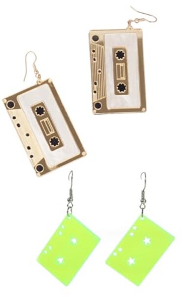 CutieJewelry Cassette Tape Dangle Cute Pretty Earrings Goldish Yellow